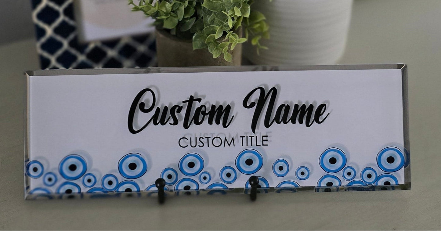 Handmade - Personalized Glass Tile - Desk Name Plate