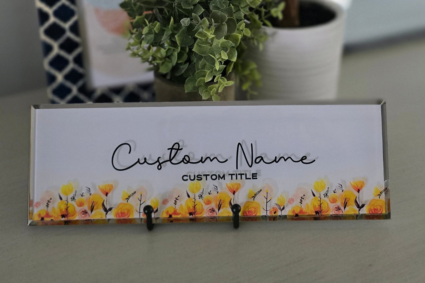 Handmade - Personalized Glass Tile - Desk Name Plate