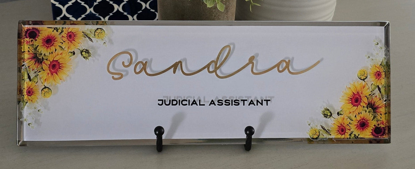 Handmade - Personalized Glass Tile - Desk Name Plate
